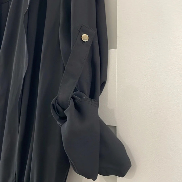 Jennifer Lopez Black Long Sleeve Gold Button Down Shorts Romper Size 2 - Picture 3 of 8